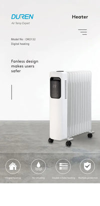 HKM-175763 Oil Filled Radiator Heater with Adjustable Thermostat and 24-Hour Timer - 5 to 13 Fins Options
