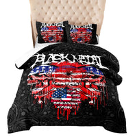 HKM-175827 Halloween Skull Quilt Set for Double, Full, and Queen Beds - Soft Cotton Digital Print