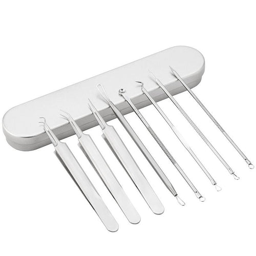 HKM-175891 Stainless Steel Acne and Blackhead Removal Needle Set with Case - 8 Tools