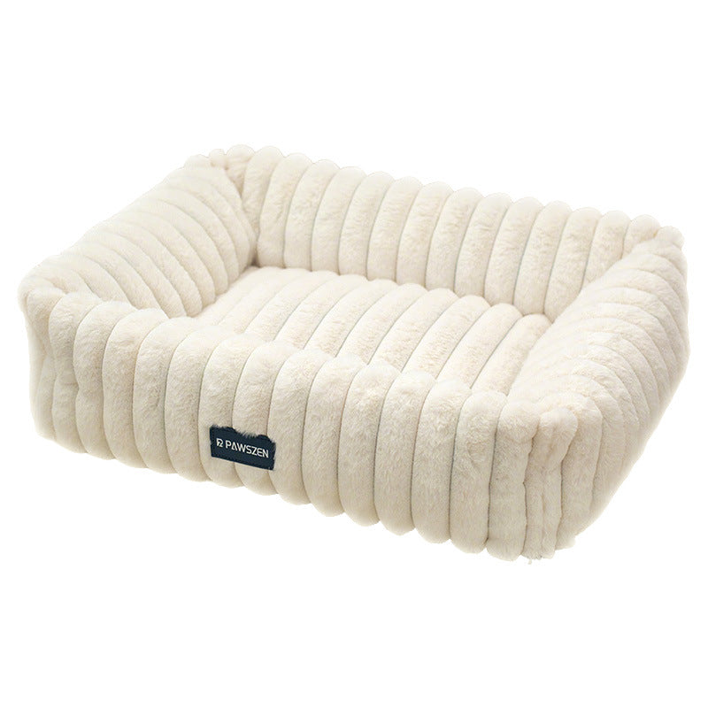 HKM-1759037 Comfortable Removable Square Pet Bed for Dogs - Available in White and Gray, Multiple Sizes