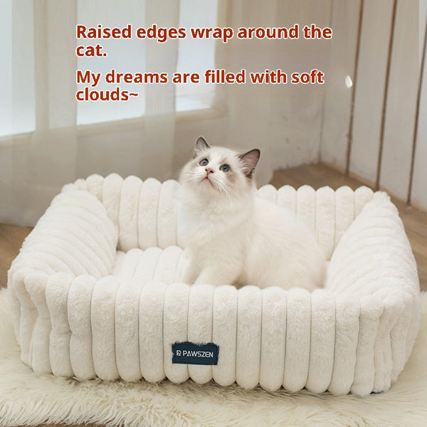 HKM-1759037 Comfortable Removable Square Pet Bed for Dogs - Available in White and Gray, Multiple Sizes