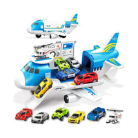 HKM-175955 Diecast Aircraft Carrier Helicopter Toy Set with Airplane & Cargo Vehicles for Kids
