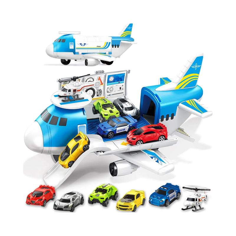 HKM-175955 Diecast Aircraft Carrier Helicopter Toy Set with Airplane & Cargo Vehicles for Kids