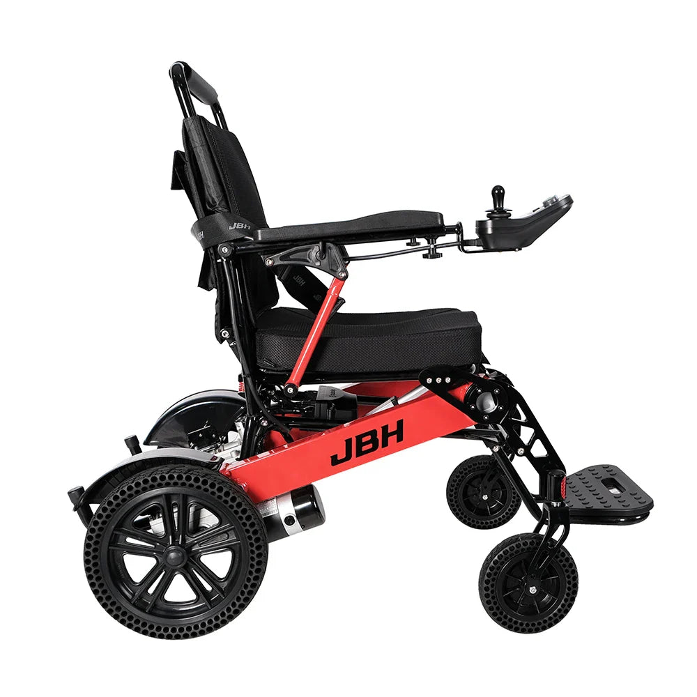 HKM-176019 Lightweight Adjustable Height Folding Wheelchair for Adults with Cerebral Palsy, Portable Aluminum Alloy Frame, Silver Finish