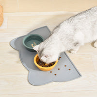 HKM-1760445 Waterproof Silicone Pet Feeding Mat for Dogs and Cats - Portable Cat Head Design, 44x24cm