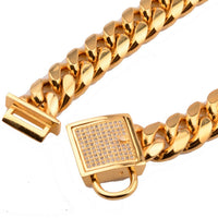 HKM-1760957 Stainless Steel Titanium Gold Encryption Chain, 30mm Width, Adjustable 20-32 Inch Length