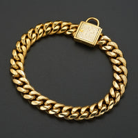 HKM-1760957 Stainless Steel Titanium Gold Encryption Chain, 30mm Width, Adjustable 20-32 Inch Length