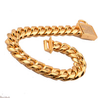 HKM-1760957 Stainless Steel Titanium Gold Encryption Chain, 30mm Width, Adjustable 20-32 Inch Length