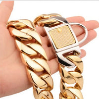 HKM-1760957 Stainless Steel Titanium Gold Encryption Chain, 30mm Width, Adjustable 20-32 Inch Length