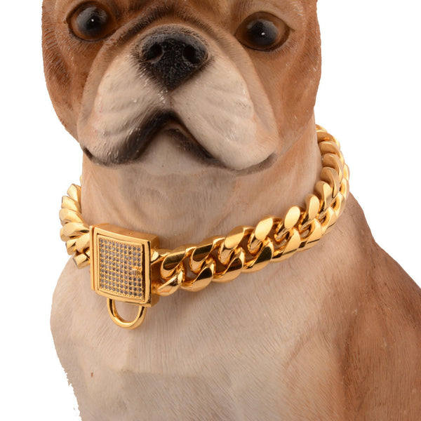 HKM-1760957 Stainless Steel Titanium Gold Encryption Chain, 30mm Width, Adjustable 20-32 Inch Length