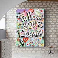 HKM-176147 Inspirational Graffiti Canvas Painting - Frameless Flat Art Print