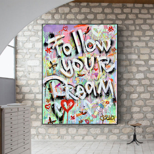 HKM-176147 Inspirational Graffiti Canvas Painting - Frameless Flat Art Print