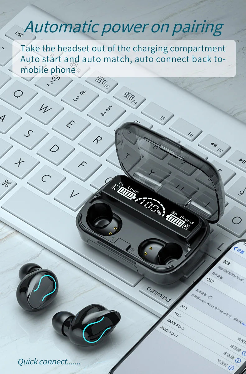 HKM-176147 Intelligent Wireless Earbuds with 9D Hi-Fi Stereo Sound and Charging Case