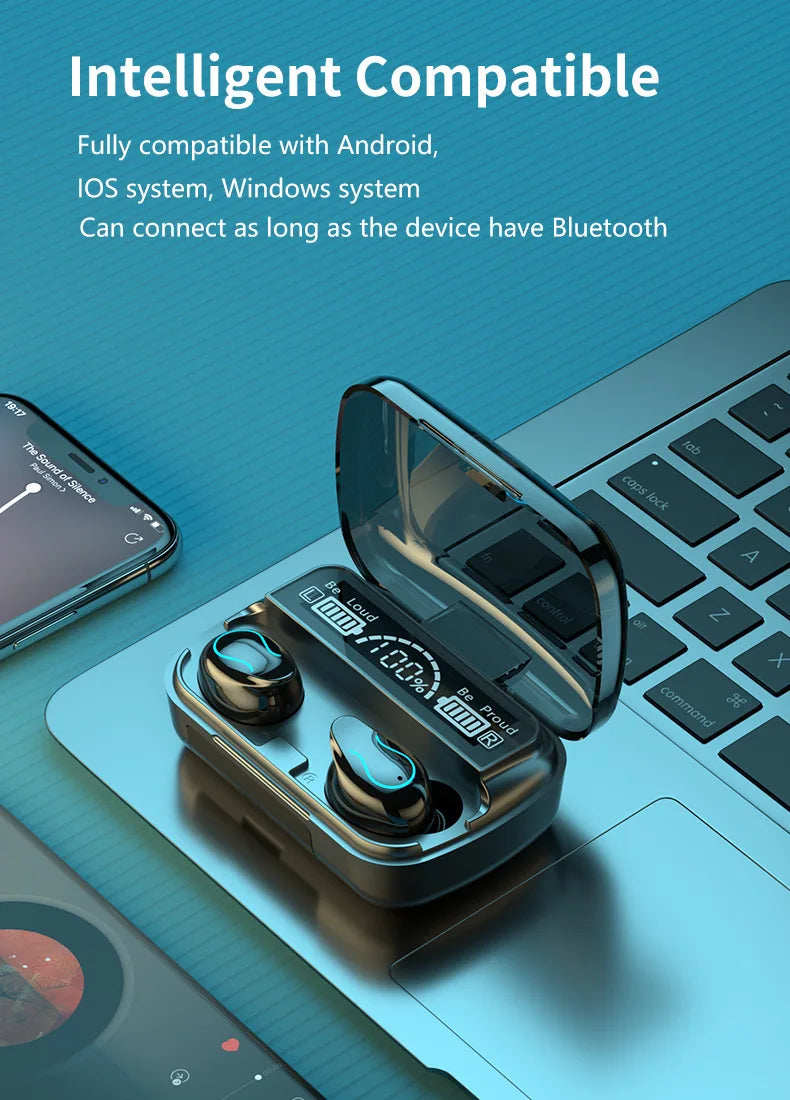 HKM-176147 Intelligent Wireless Earbuds with 9D Hi-Fi Stereo Sound and Charging Case