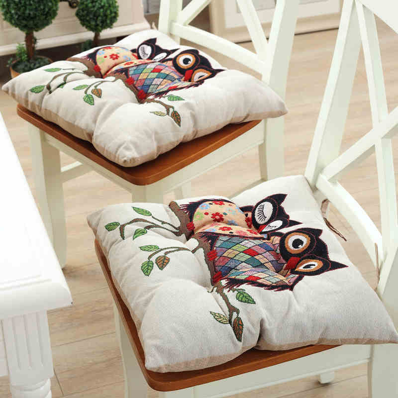HKM-176211 Wear-Resistant Corduroy Chair Cushion - 43x43cm with Straps, Various Designs Available