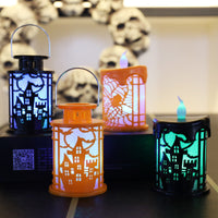 HKM-176275 Small Orange and Black Oil Lamp Prop for Halloween Scene Decoration