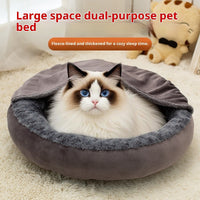 HKM-1763005 Round Large Cat Bed Cushion Mat - Thick Flannel, Universal Dark Gray, Three Sizes Available
