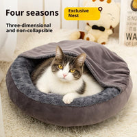 HKM-1763005 Round Large Cat Bed Cushion Mat - Thick Flannel, Universal Dark Gray, Three Sizes Available