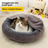 HKM-1763005 Round Large Cat Bed Cushion Mat - Thick Flannel, Universal Dark Gray, Three Sizes Available
