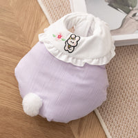 HKM-1763517 Bunny Embroidered Pet Coat with Ruffled Collar and Fluffy Tail in Lavender and Yellow