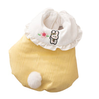 HKM-1763517 Bunny Embroidered Pet Coat with Ruffled Collar and Fluffy Tail in Lavender and Yellow