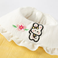 HKM-1763517 Bunny Embroidered Pet Coat with Ruffled Collar and Fluffy Tail in Lavender and Yellow