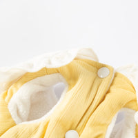 HKM-1763517 Bunny Embroidered Pet Coat with Ruffled Collar and Fluffy Tail in Lavender and Yellow
