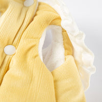 HKM-1763517 Bunny Embroidered Pet Coat with Ruffled Collar and Fluffy Tail in Lavender and Yellow