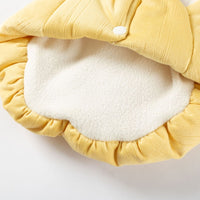 HKM-1763517 Bunny Embroidered Pet Coat with Ruffled Collar and Fluffy Tail in Lavender and Yellow