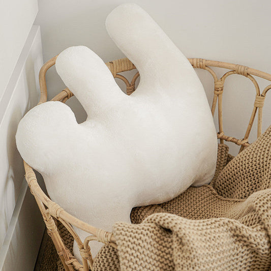 HKM-176467 Milk White Geometric Plush Throw Pillow for Bedroom Decor - 30x50cm