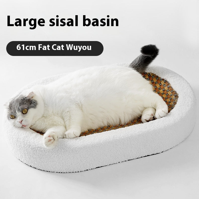 HKM-1764925 Wear-resistant Oval Sisal Cat Scratch Board and Pet Bed