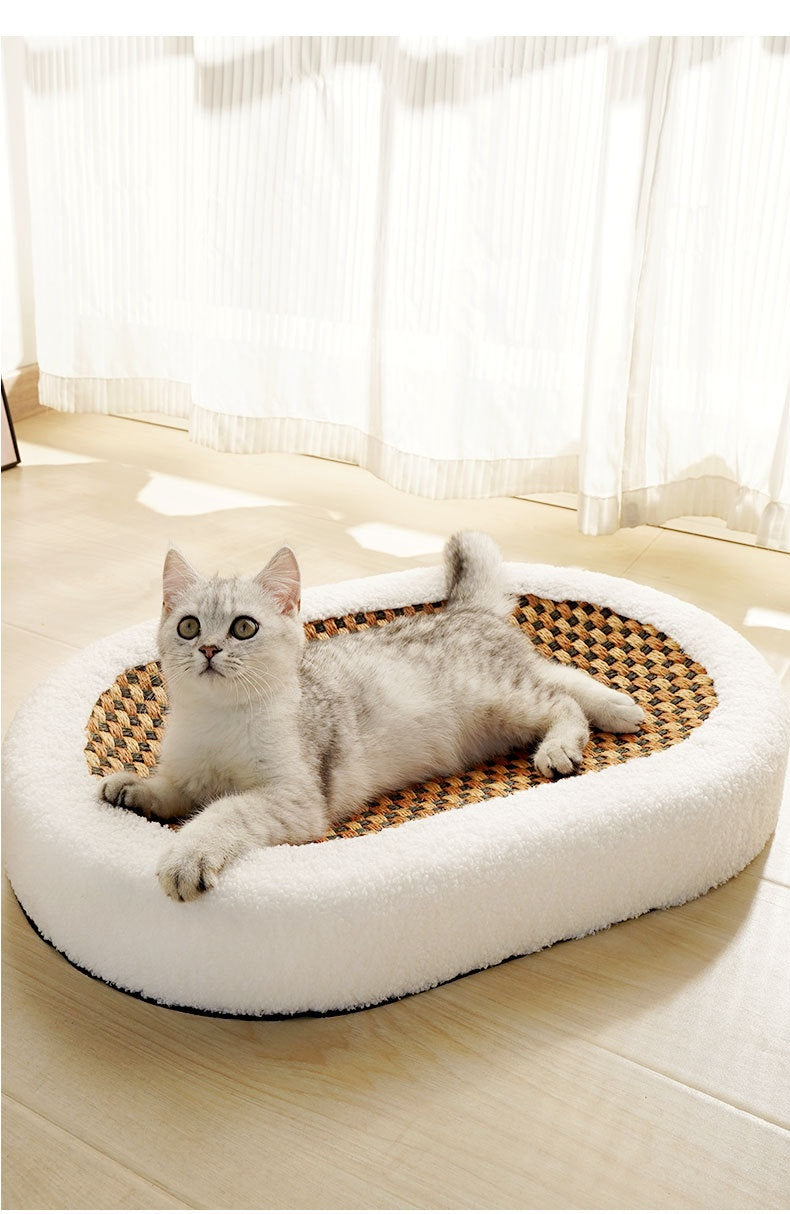 HKM-1764925 Wear-resistant Oval Sisal Cat Scratch Board and Pet Bed