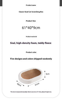 HKM-1764925 Wear-resistant Oval Sisal Cat Scratch Board and Pet Bed