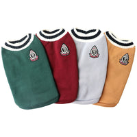 HKM-1765309 Cozy Knitted V-Neck Vest for Pets in Wine Red, Green, Khaki, Gray - Multiple Sizes Available