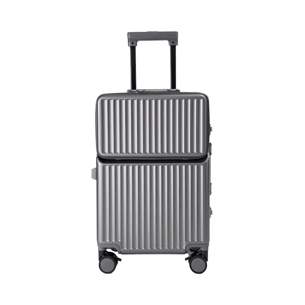 HKM-176531 Compact 20-Inch Modern Carry-On Suitcase with Cup Holder and Lightweight PC & ABS Design