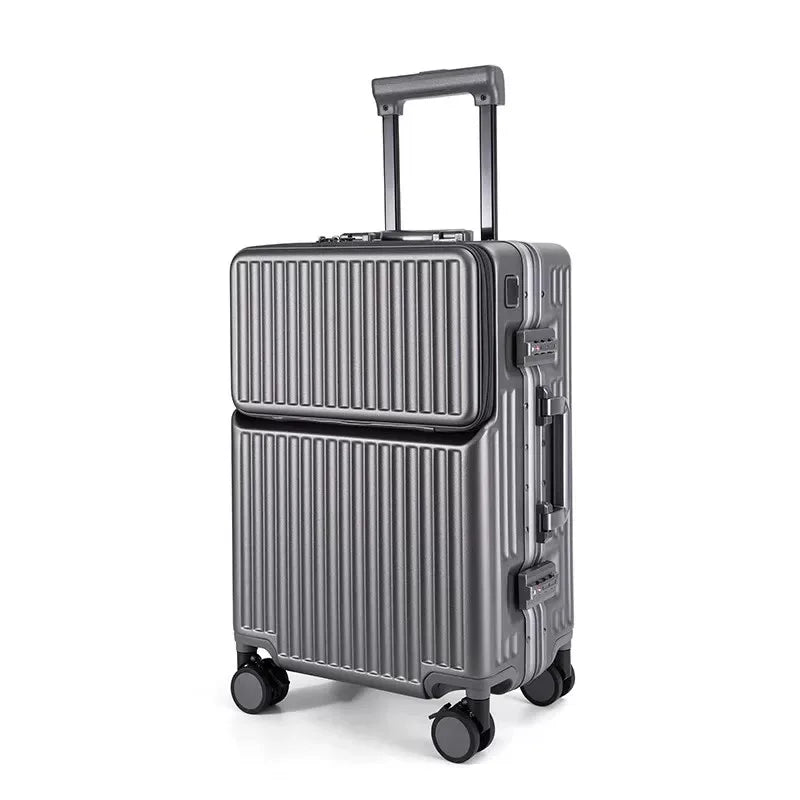 HKM-176531 Compact 20-Inch Modern Carry-On Suitcase with Cup Holder and Lightweight PC & ABS Design