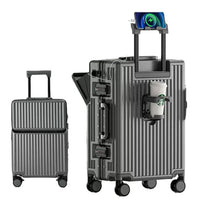 HKM-176531 Compact 20-Inch Modern Carry-On Suitcase with Cup Holder and Lightweight PC & ABS Design