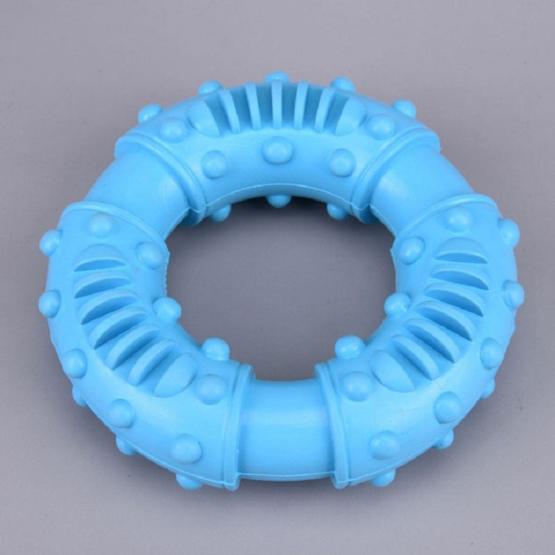 HKM-1765565 Interactive Rubber Dog Chew Toy - Molar Teeth Cleaning Circle, Assorted Colors
