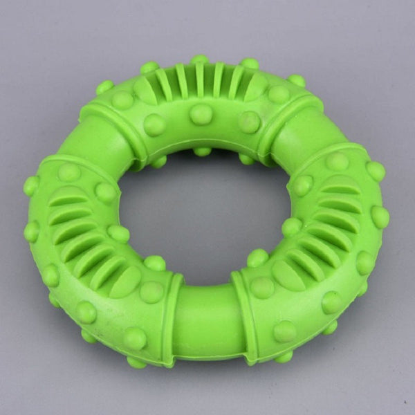 HKM-1765565 Interactive Rubber Dog Chew Toy - Molar Teeth Cleaning Circle, Assorted Colors