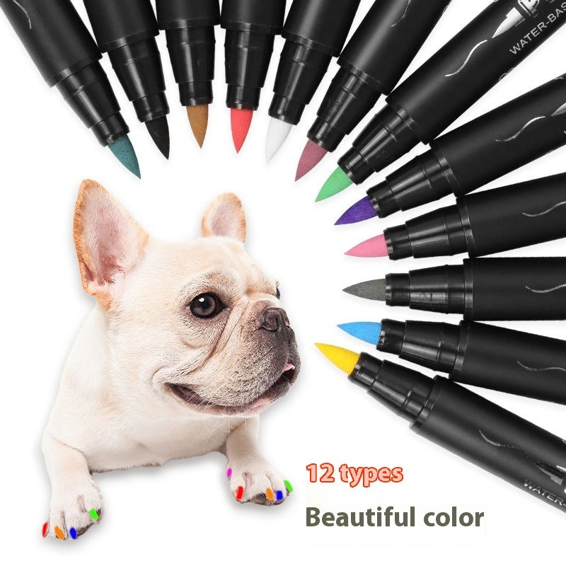 HKM-1766589 12-Color Soft Head Pet Nail Art Brush Set - Quick-Drying, Water-Based DIY Nail Design Tools