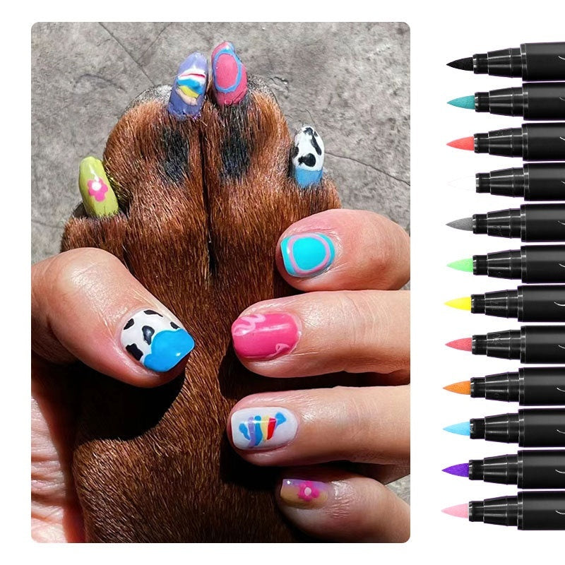 HKM-1766589 12-Color Soft Head Pet Nail Art Brush Set - Quick-Drying, Water-Based DIY Nail Design Tools