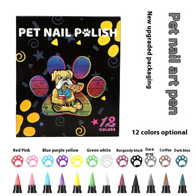 HKM-1766589 12-Color Soft Head Pet Nail Art Brush Set - Quick-Drying, Water-Based DIY Nail Design Tools