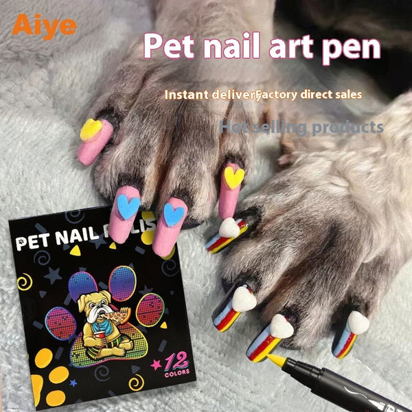 HKM-1766589 12-Color Soft Head Pet Nail Art Brush Set - Quick-Drying, Water-Based DIY Nail Design Tools