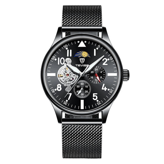 HKM-176659 Men's Mechanical Watch with Waterproof, Luminous Features and Moon Phase Indication