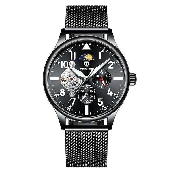 HKM-176659 Men's Mechanical Watch with Waterproof, Luminous Features and Moon Phase Indication