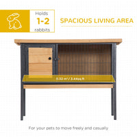 HKM-1768381 Elevated Rabbit Hutch with Metal Frame, No Leak Tray, and Asphalt Roof for Small Animals
