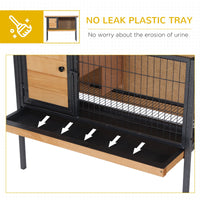 HKM-1768381 Elevated Rabbit Hutch with Metal Frame, No Leak Tray, and Asphalt Roof for Small Animals