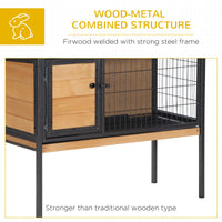 HKM-1768381 Elevated Rabbit Hutch with Metal Frame, No Leak Tray, and Asphalt Roof for Small Animals