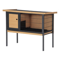 HKM-1768381 Elevated Rabbit Hutch with Metal Frame, No Leak Tray, and Asphalt Roof for Small Animals
