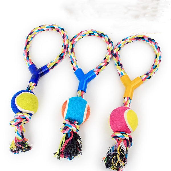 HKM-1768509 Y-Shaped Cotton Rope Toy for Pets - 38cm Long, Random Color Selection